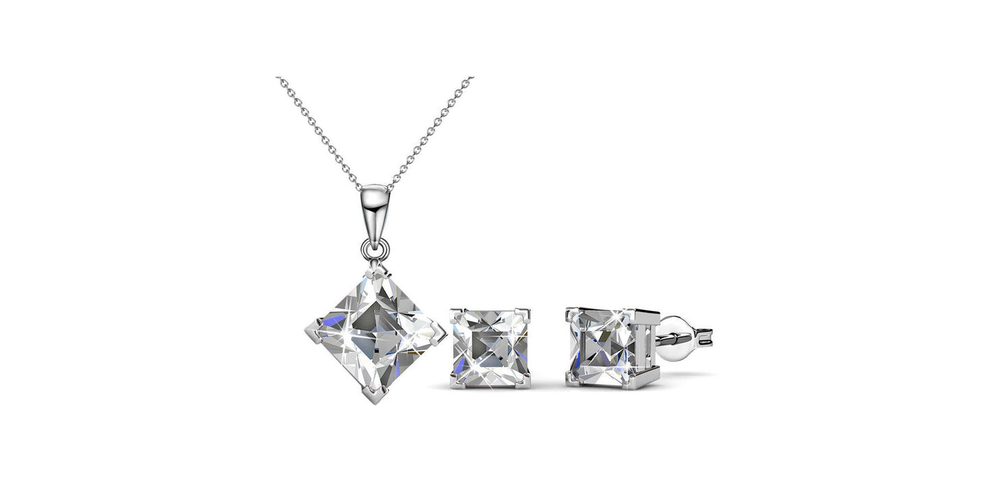 Classic Pendant & Earring Set Encrusted with Crystals from Swarovski