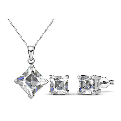 Classic Pendant & Earring Set Encrusted with Crystals from Swarovski