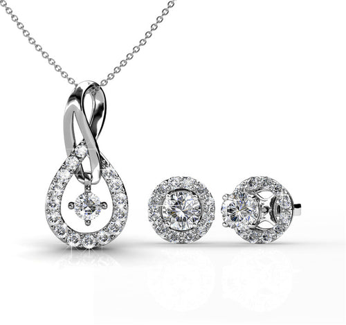 Entwined Pendant & Earring Set Encrusted with Crystals from  Swarovski