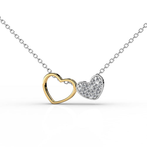 Two become One heart Pendant and earrings Encrusted with Crystals from Swarovski