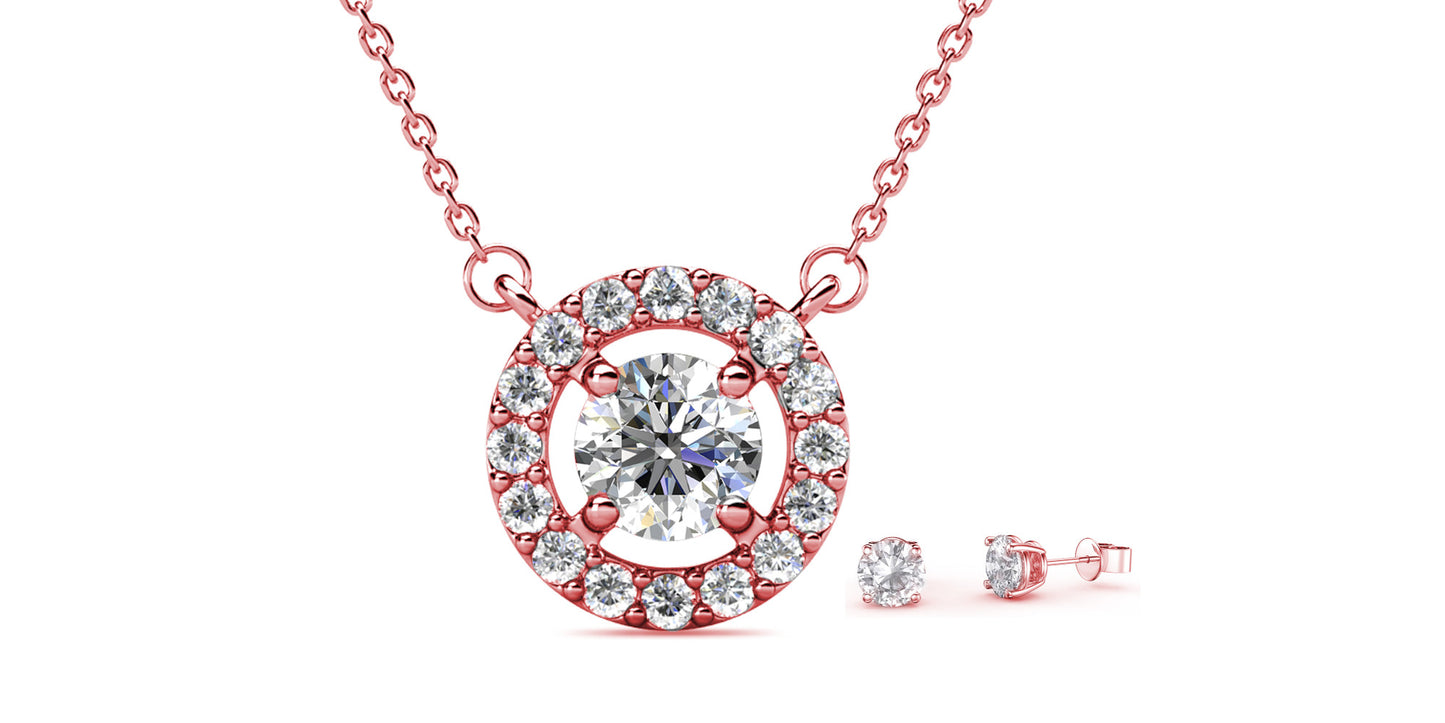 Halo Pendant & Earring Set Encrusted with Crystals from Swarovski