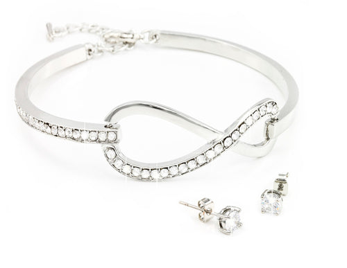 Infinity Bangle & Earrings Set Encrusted with Crystals from Swarovski