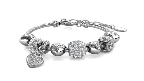 Drop Heart Charm Bracelet Encrusted with Crystals from Swarovski