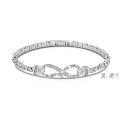 Pave Infinity Tennis Bracelet & Earring Set Encrusted with Crystals from Swarovski