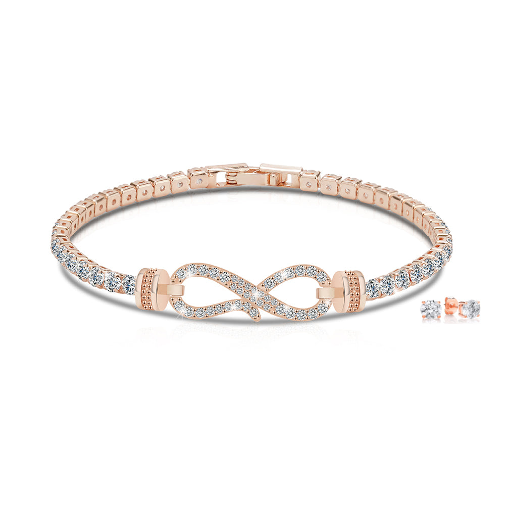 Pave Infinity Tennis Bracelet & Earring Set Encrusted with Crystals from Swarovski